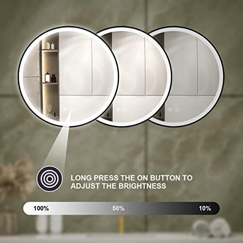 KAASUNES 34 LED ışıklı Yuvarlak Ayna Duvar Montaj Daire Işıklı Banyo makyaj masası aynası Anti-Sis Buğu Çözücü Ped