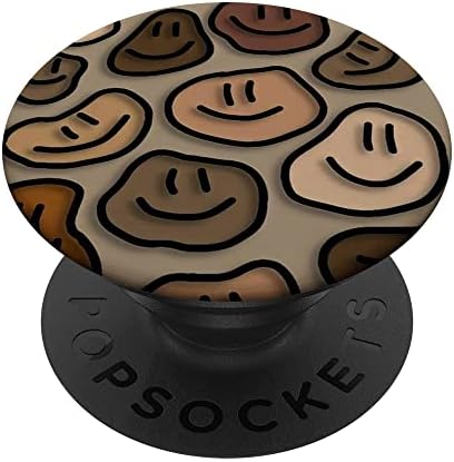 trippy sıvı girdap damlayan sanat estetik bej gülümseme yüz PopSockets Değiştirilebilir PopGrip