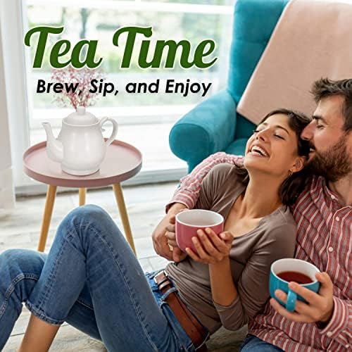 Flexzion Porselen Çaydanlık, Kapaklı ve Süzgeçli Seramik Çaydanlık, 2 ila 3 Çay Bardağı için Kişisel Çaydanlık, 22