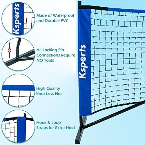 Ksports Düzenleme Boyutu Pickleball Net 22 Feet, Rekreasyon Tenis veya Badminton Ağı olarak kullanılabilir, Pickleball