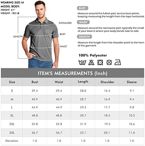 ISEEGZ erkek Golf POLO GÖMLEK, Kısa ve Uzun Kollu Yakalı Cep Taktik T-Shirt Erkekler için Kuru Fit Casual İş Spor