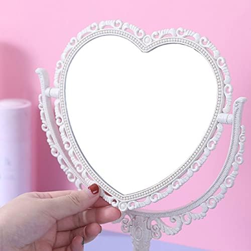 Gcroet Makyaj Aynası Kalp Şeklinde Dönebilen Çift Taraflı Masaüstü Kozmetik Makyaj Aynası Bej Makyaj Aynası, Kozmetik