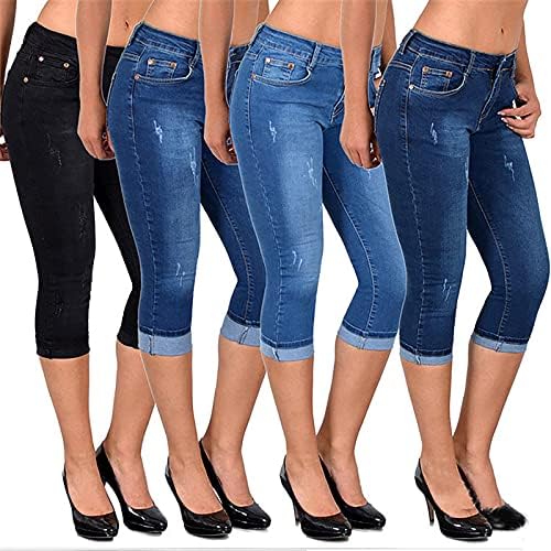 HDZWW Nefes Yaz Elastik Bel Pantolon Bayanlar Kot Cepler ile Pantolon Düz Bacak Slims Katı Zarif