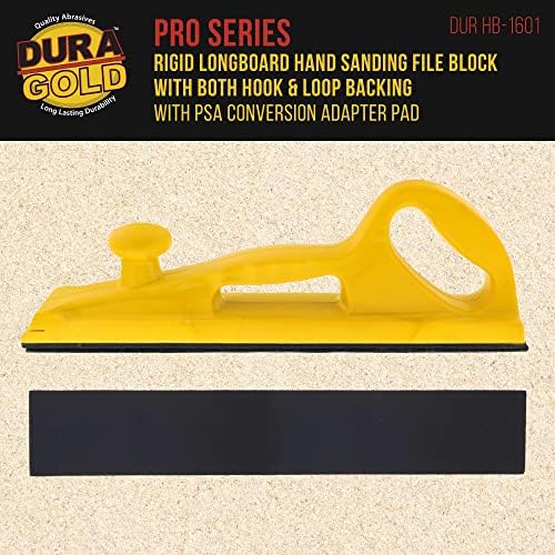 Dura-Altın Pro Serisi Sert Longboard El Zımpara Dosya Blok ile Kanca & Döngü Destek ve PSA Adaptörü Pad & 2000 Grit