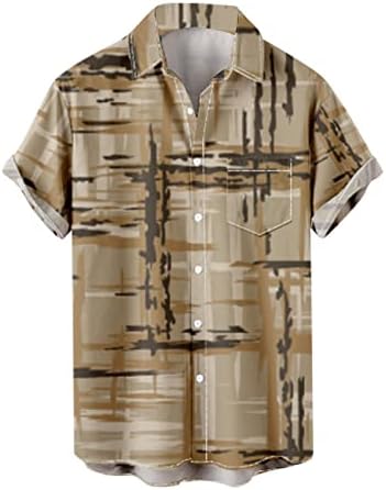 Xiloccer Erkek Temel Tees ekose desenli gömlek Tropikal Gömlek Erkekler için Softbol Gömlek Büyük Boy Düğme Gömlek