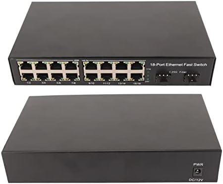AMONİDA Gigabit Ethernet Anahtarı, 100-240V Kendinden Ayarlı LED Göstergesi Sanayi için 18 Port Ethernet Anahtarı