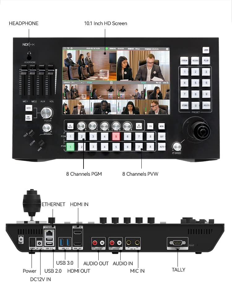 Canlı Video Yayın Değiştirici [Dokunmatik Ekran] - Basitlik - Entegre PTZ Kamera Kontrolleri ve Ses Mikseri-NDI Video-NDI