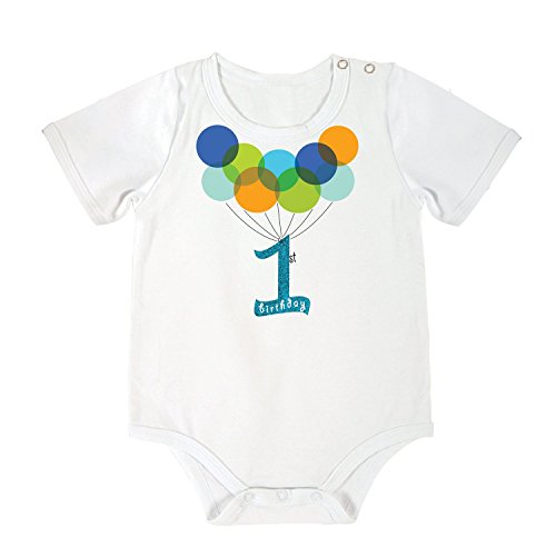 Stephan Bebek Snapshirt Tarzı Bebek Bezi Örtüsü, İlk Doğum Günü Mavi Balonlar, 6-12 Ay