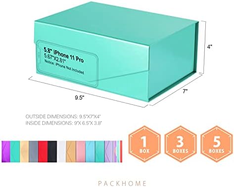 PACKHOME Hediye Kutusu 9x6. 5x3. 8 İnç, Nedime Kutusu, Hediye Paketleme için Manyetik Kapaklı Dikdörtgen Katlanabilir