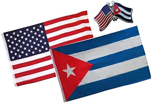 Yeni Combo ABD ve Küba Ülke 2x3 2'x3' Bayrak ve Dostluk Dekorasyon Yaka Pin Broş ve Çıtçıt Giysi için TR - 1472LP