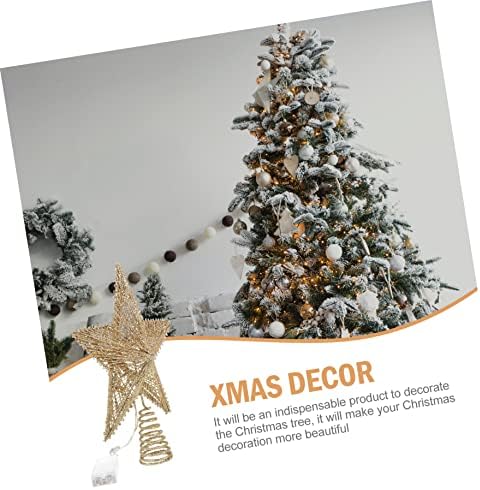 Zerodeko 1 adet Topper Dekoratif Glitter Çok Amaçlı Süslüyor Noel beş köşeli ışık Treetop dekorasyon yıldız Noel Lamba