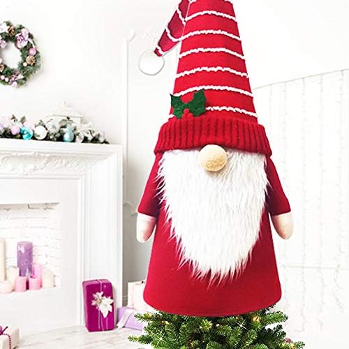 Gnome Noel Ağacı Topper, 24.4 İnç Büyük İskandinav Peluş Süsler İsveç Tomte Gnome Asılı Süsleme Şapka Santa Noel dekorasyon