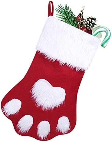 Noel Tatili Çorap Köpek Kedi Pençe Şeker hediye keseleri Çorap Noel Asılı Çanta Kılıfı Noel Goodie saklama çantası