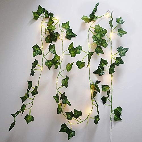 Sarmaşık asma dize ışıkları, yapay sarmaşık yaprağı bitkiler Led dize ışık peri ışıkları çelenk çelenk, asılı duvar