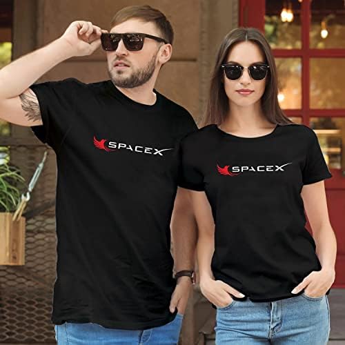 APEXD SpaceX erkek ve Kadın t-shirtü-Kısa Kollu Ekip Boyun Siyah Grafik Tees-Unisex Düzenli Fit Erkek Gömlek