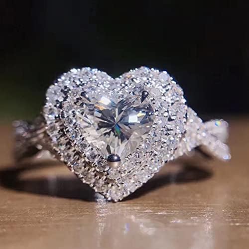 2023 Yeni Aşk Şekli Tam Elmas Yüzük Elmas Aşk yapay elmas yüzük Zarif Geometri yapay elmas yüzük Kadınlar için Tam