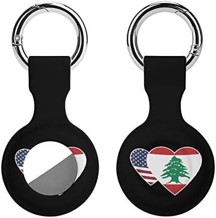 Lübnan ABD Bayrağı Kalp Koruyucu Kılıf için Uyumlu AirTag Anahtarlık ile Anti-Kayıp Bulucu Silikon cüzdan için tutucu