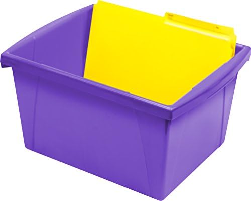 Storex 4 Galon Saklama Kutusu – Kitaplar ve Sarf Malzemeleri için Plastik Sınıf Düzenleyici, Menekşe, 1'li Paket (61481F06C)