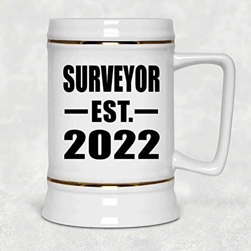 Designsify Surveyor Est'yi Kurdu. 2022, 22oz Bira Stein Seramik Tankard kulplu kupa Dondurucu, Doğum Günü için Hediyeler