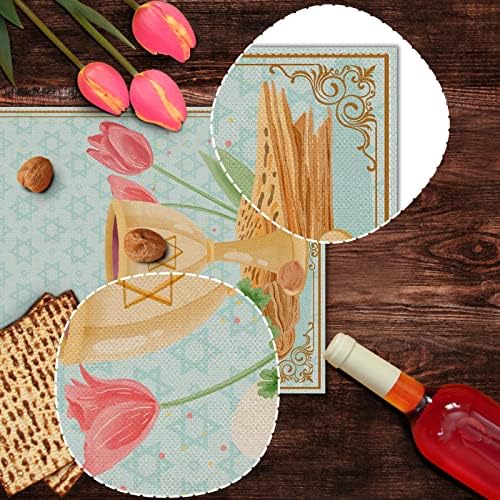 Nepnuser Keten Mutlu Fısıh Masa Koşucu Yahudi Pesach Seder Parti Ev Yemek Odası Mutfak Masa Dekorasyon