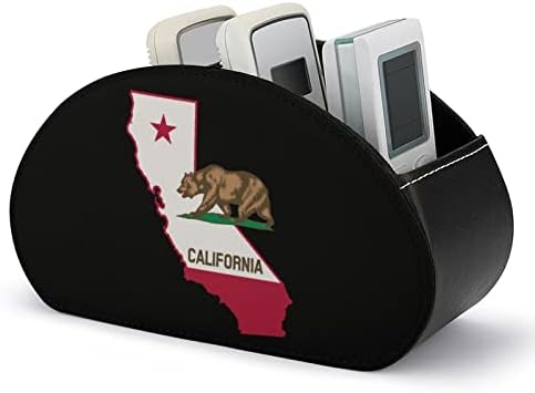 Kaliforniya Bayrağı Deri Uzaktan Kumanda Tutucu 5 Bölmeli Ofis saklama kutusu Masaüstü Tepsisi