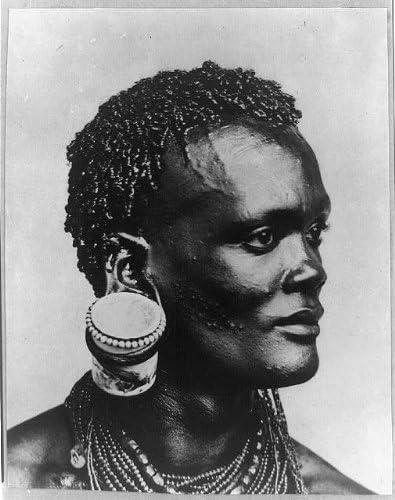 HistoricalFindings Fotoğraf: Afrikalı Adam, Kulağından Sarkan Reçel Kabı, Kenya, 1880-1925, Afrika