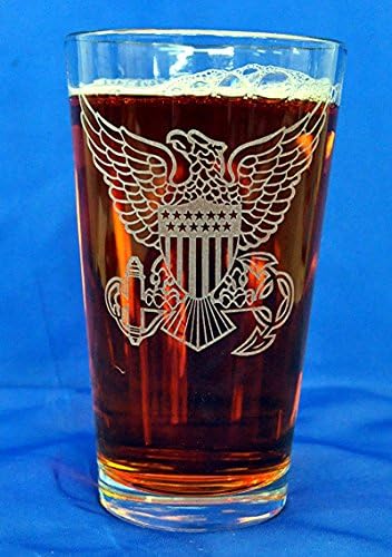 Özel Kazınmış ABD Sahil Güvenlik Görevlisi Arması 16 Oz Bira Bardağı Bardak Seti 2