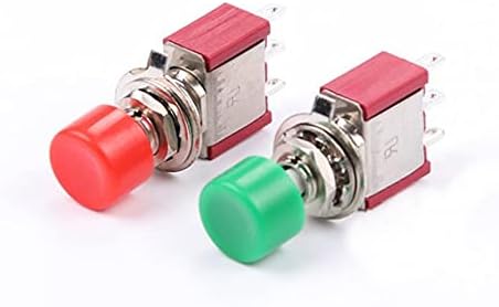 DJDLFA 5 ADET AC 2A/250 V 5A / 120 V 3 Pin SPDT Anlık Push Button Buton Anahtarı 1 NO 1 NC (Renk: Kırmızı)