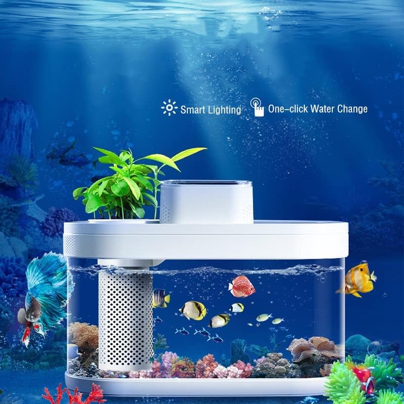 Geometri Akvaryum Kiti Akıllı Balık Tankı ile led ışık Filtrasyon Sistemi Sessiz Su Pompası Küçük Bitki Dekor için