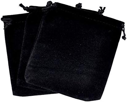 100 adet Kadife İpli hediye keseleri takı çantaları Torbalar (Siyah, 2.8 X 3.6)