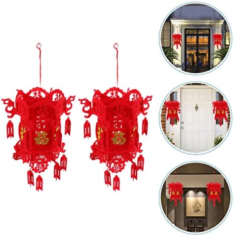 Ucuz fiyat Chinese Red Lanterns Hanging Decor: 2 adet Fu Karakter Fenerler Yeni Yıl Kırmızı Fenerler Festivali Süslemeleri