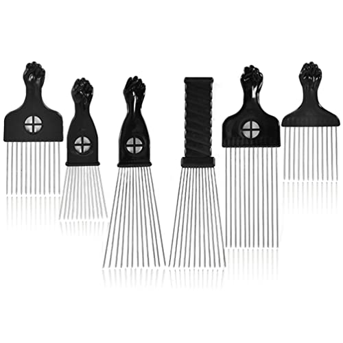 Kıvırcık Saçlar için Afro Seçtikleri, Afro Saçlar için 6 adet Metal Saç Çekme, Saç Şekillendirme Kuaförlük Aracı için