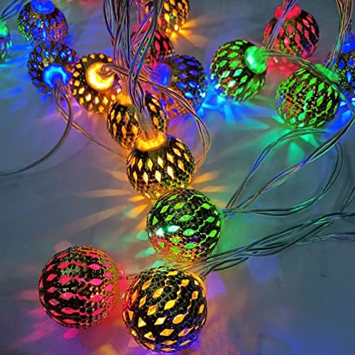 Açık fas dize ışıkları akülü uzaktan zamanlayıcı ile 20 LED renkli küre dize ışıkları, bahçe ev düğün parti noel dekorasyon