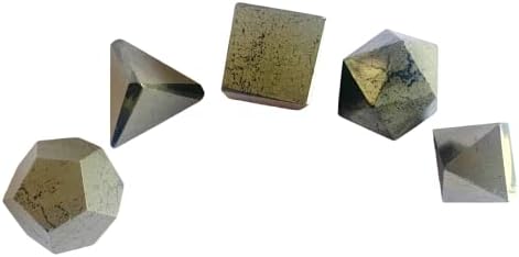 crystalmiracle Altın Pirit 5 adet Platonik Katı Geometri Seti Kristal Şifa Reiki Feng Shui Hediye Psikolojik Sağlık