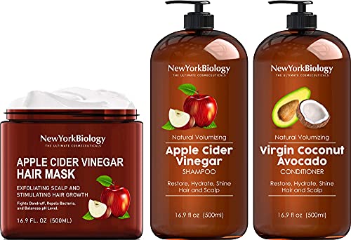 New York Biyolojisi Elma Sirkeli Şampuan ve Hindistan Cevizli Avokado Saç Kremi, Kuru Saçlar ve Saç Derisi için Elma