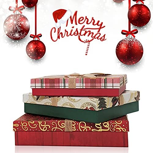 Güzel Noel Kutuları, Üç Altın Folyo Sıcak Damga Tatil Kutusu Paketi, Çuval Bezi Kapaklı Ayrı Kutular vermek Çarpıcı