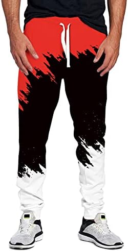 Idgreatım Erkekler Kadınlar Casual Spor Jogger Sweatpants 3D Grafik Egzersiz Koşu dökümlü pantolon Pantolon İpli S-XXL