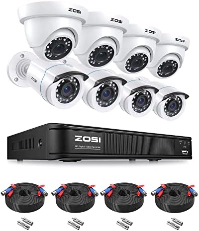 ZOSI H. 265 + 1080 p ev güvenlik kamerası Sistemi Kapalı Açık, 5MP Lite CCTV DVR 8 Kanal ve 8x1080 p Hava Gözetim