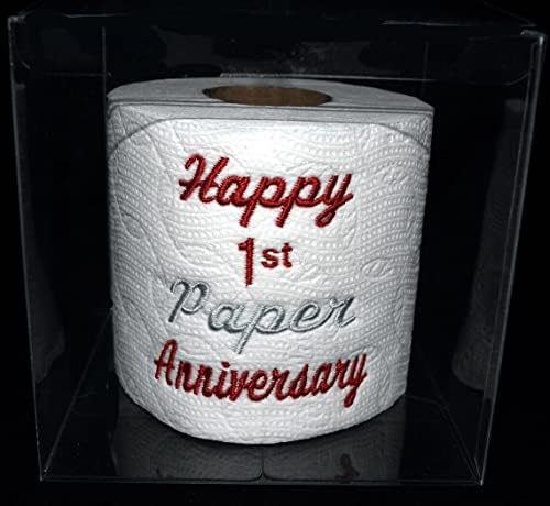 Şeffaf hediye kutusunda işlemeli kağıt, 1 yıl dönümü tuvalet kağıdı