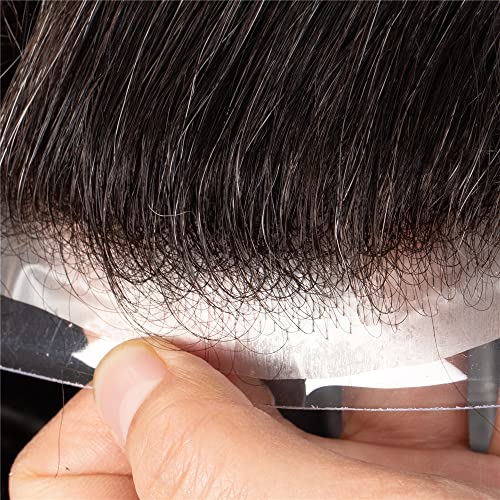 LLWear Peruk erkekler için insan saçı ve 0.03 mm süper ince cilt 8x10 inç taban kapaklı tüm V ilmekli Teknoloji Erkekler