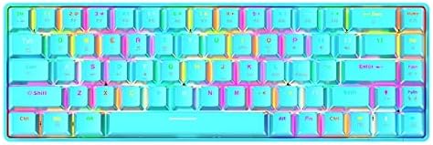 Qksky Kablolu Oyun Mekanik Klavye 68 Anahtar LED Arkadan Aydınlatmalı İki Renkli Enjeksiyon Aydınlık Klavye Dizüstü