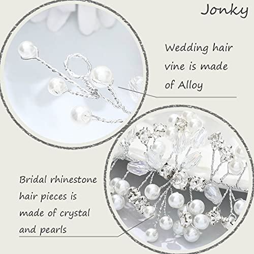 JONKY Gelin Düğün Saç Aksesuarları Gümüş Rhinestone Bantlar Headpieces Gelin Saç Vine Gelinler için