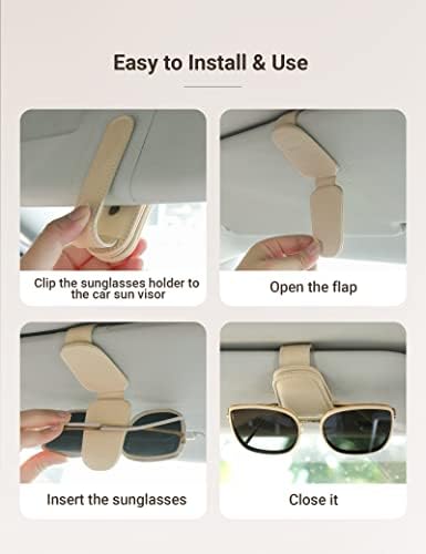Zreal Sunglass araba için tutucu, Manyetik Sunglass Klip araba siperliği, Premium Deri Güneşlik güneş gözlüğü için