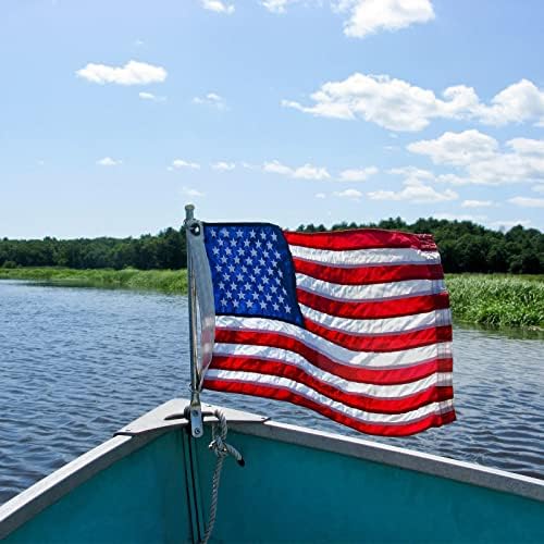 AZCOVER Amerikan Bayrağı Dış Mekan için 12x18 İnç Tekne Bayrağı ABD'de Üretilmiştir İşlemeli Yıldızlarla Dış Mekan