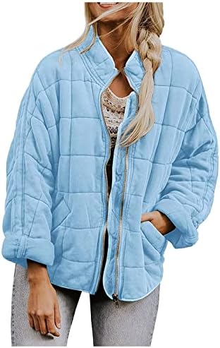 Kapitone Ceketler Kadınlar için Kış Sıcak Hafif Dolman Ceketler Casual Uzun Kollu Zip Up Artı Boyutu Palto Kabanlar
