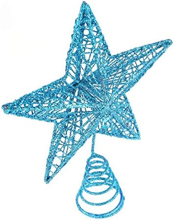 Amosfun Açık Süs Noel Ağacı Topper Yıldız Ağacı Topper Chritmas Glitter Yıldız Ağacı Topper Metal Yıldız Dekorasyon