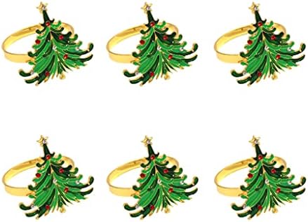 TBIIEXFL 6/12/24 Adet Noel peçete halkaları Noel Ağacı peçete halkaları Tutucular Düğün Tatil Yemekleri Partiler Dekor