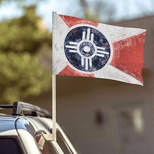 Bayrağı Wichita Kansas Araba Bayrağı 12X18 İnç Çift Taraflı Araba Pencere Bayrağı Açık Araba Dekor Afiş