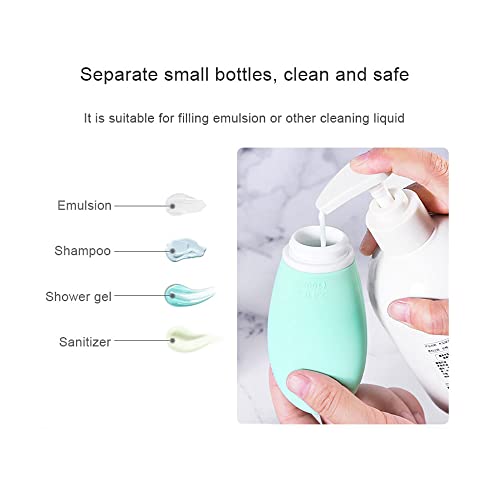 1 ADET Kozmetik Şişeleri Silika Jel Mini Boş Konteyner Cilt Bakımı Duş Jeli Şampuan Kavanozları, Nane Yeşili, 60ml