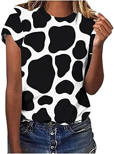 Kadın Crewneck Pamuk Kelebek Mermer Leopar Baskı Grafik Brunch Düz Bluz Gömlek Kızlar için Sonbahar Yaz NX NX